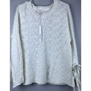NWT Caslon Sz XS Oversize Batwing Ivory Minimalist Details Lace Cuff Slv Sweater
